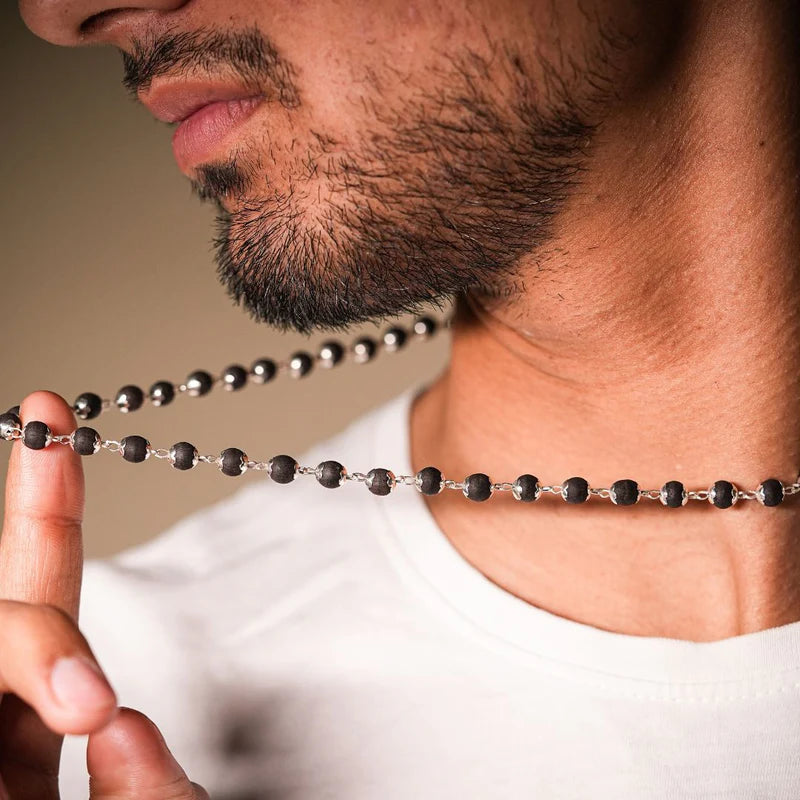 Original Karungali Malai with Silver Caps – Divine Protection & Energy Necklace