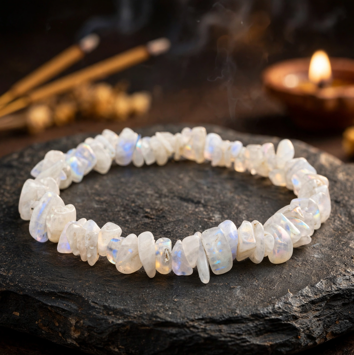 Rainbow Moonstone Chips Bracelet